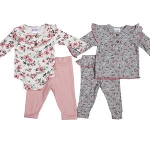 Nicole Miller Ruffled Floral Print Bodysuit & Leggings - Set of 2